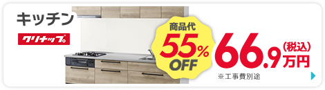 キッチン クリナップ 商品代55%OFF